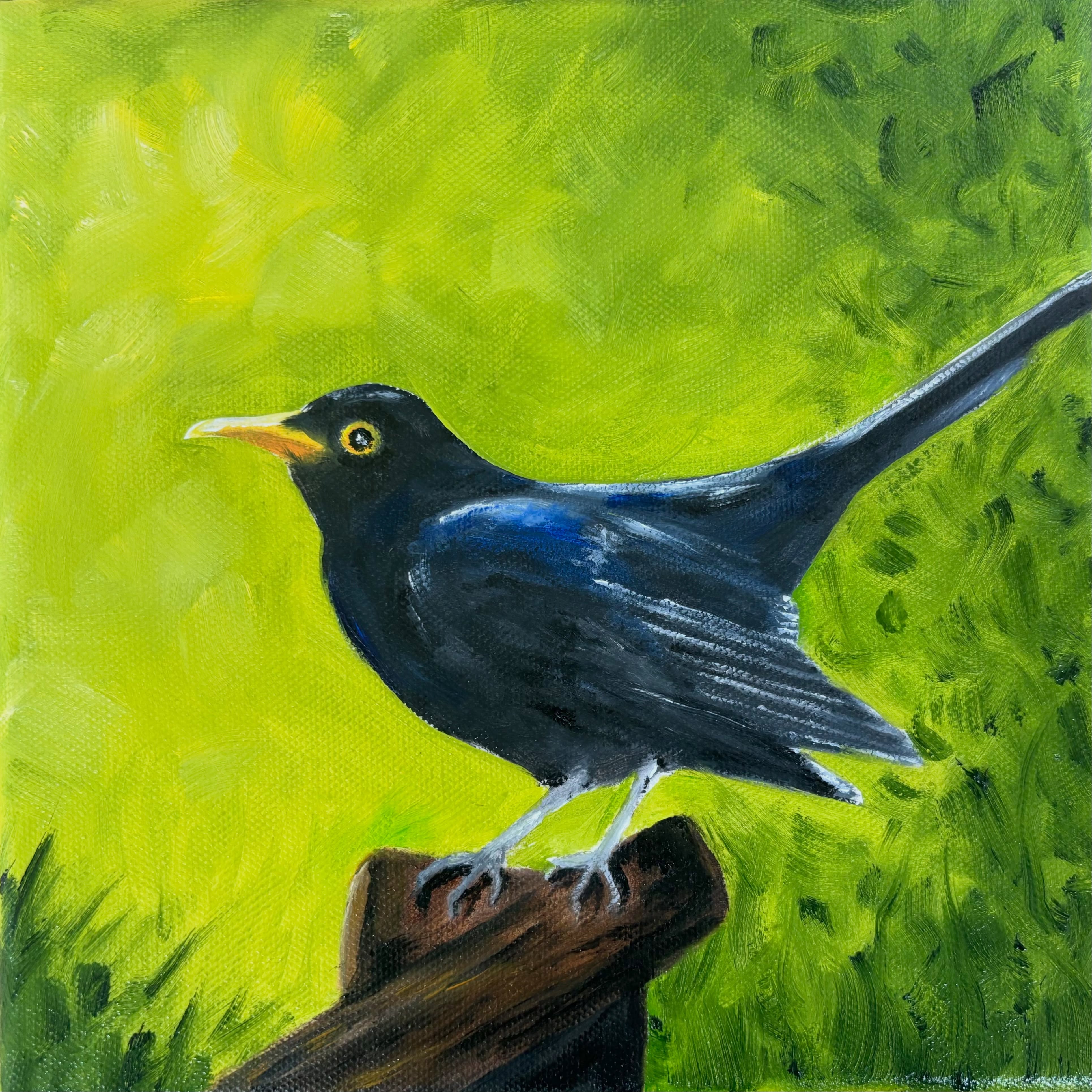 “Black Bird” #oiloncanvaspaintings #artoninstagram #fineart#artist#blackbird
