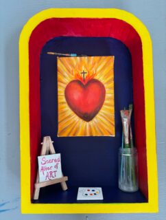 My Altar for the charity auction is finally finished. “Sacred Altar of Art”. More to come regarding the opening show and the online silent auction. #art#fineart#artoninstagram#altars#sanantonioartist