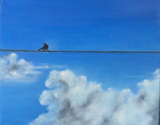 “Bird on a Wire” #oiloncanvas #fineart#artoninstagram #blackbirds#artist