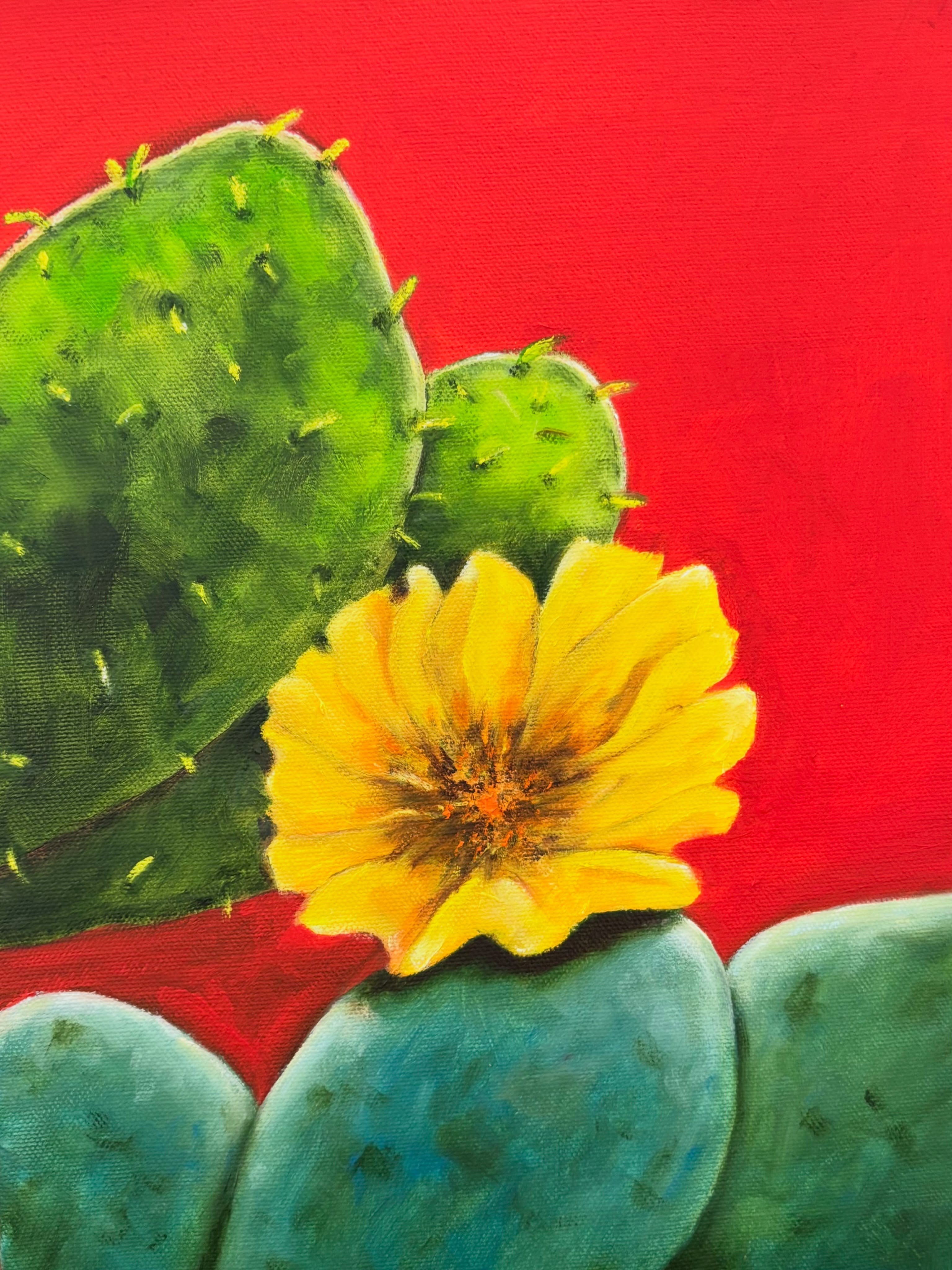 Backyard Cactus with flower. #art#fineart#oilpainting#artoninstagram#cactus