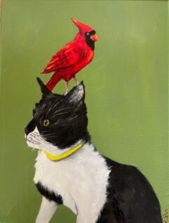 “Hide-and-Seek” #artwork#oiloncanvas#paintings #cats#birds