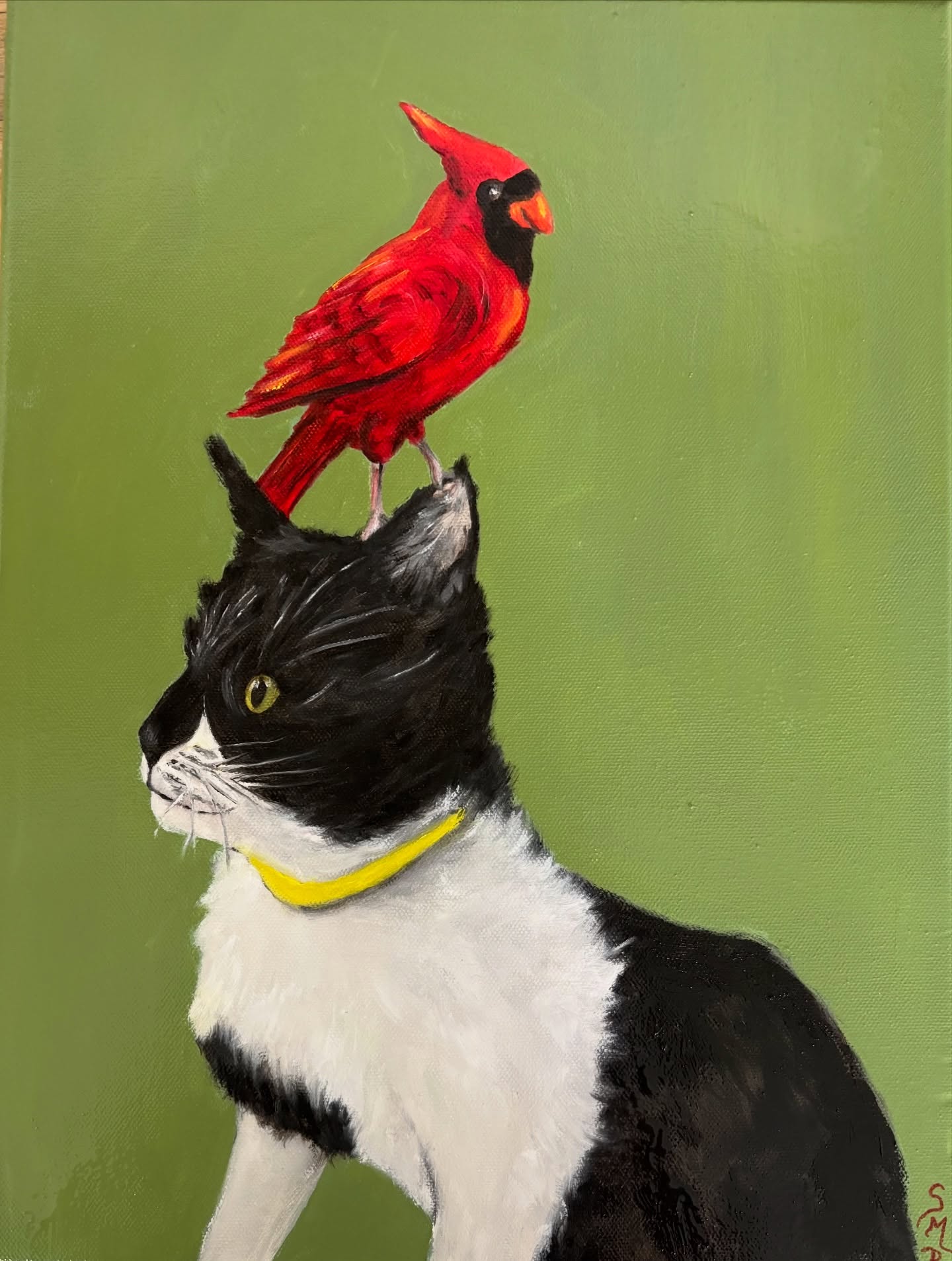 “Hide-and-Seek” #artwork#oiloncanvas#paintings #cats#birds